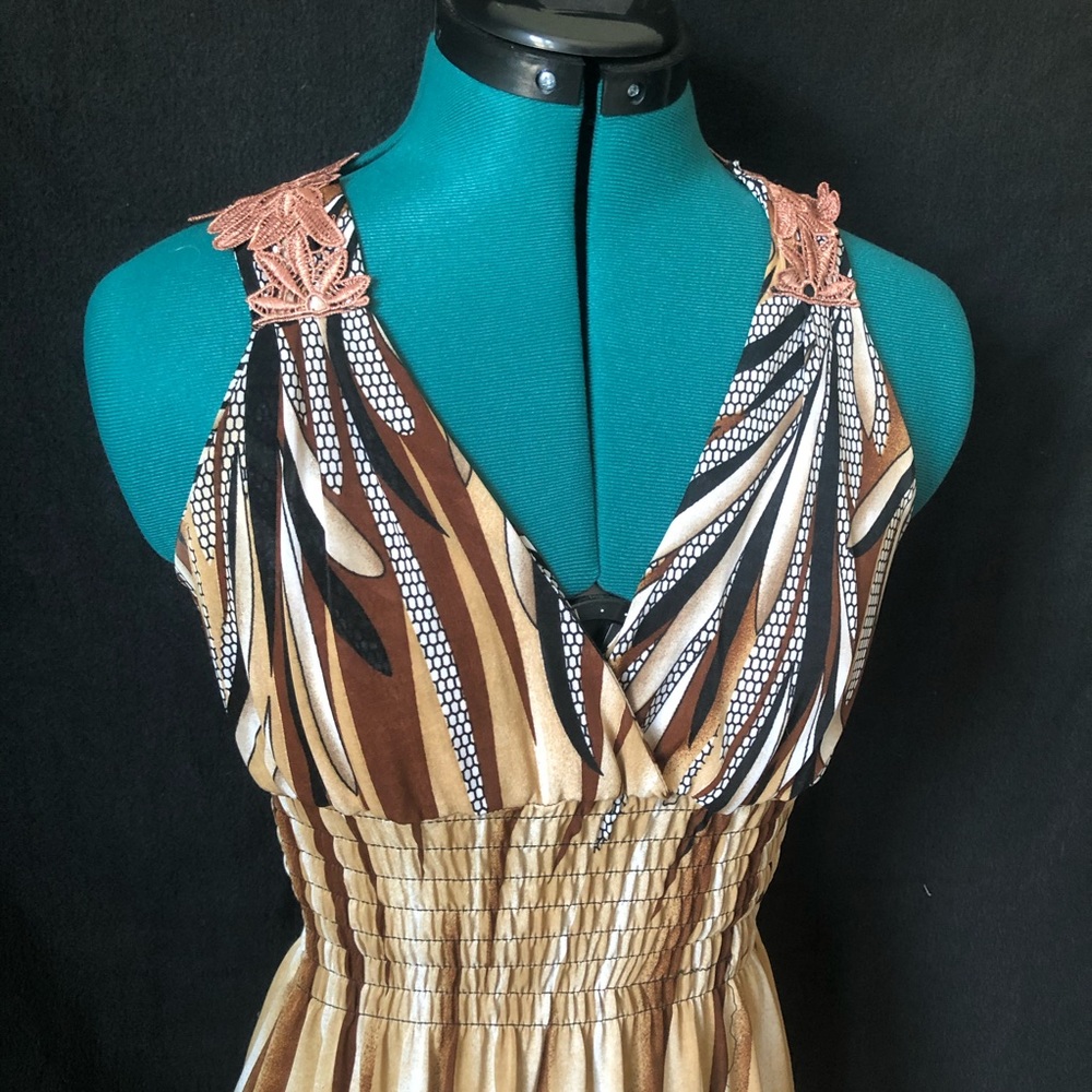 Earth Tones Maxi Dress w/ Lace Detail
